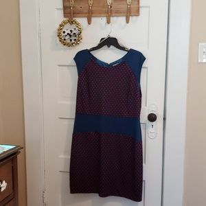 Blue and red sleeveless dress